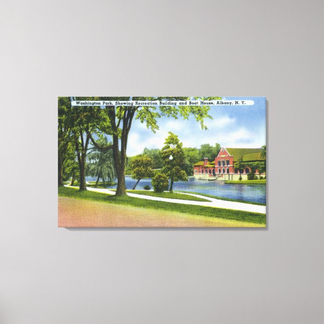 Recreation Bldg & Boathouse Canvas Print (Front)