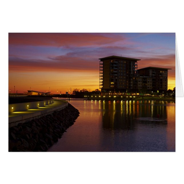 Recreation Lagoon and apartments at sunset (Front Horizontal)