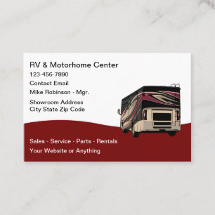 Recreational Motorhomes Sales And Service Business Card