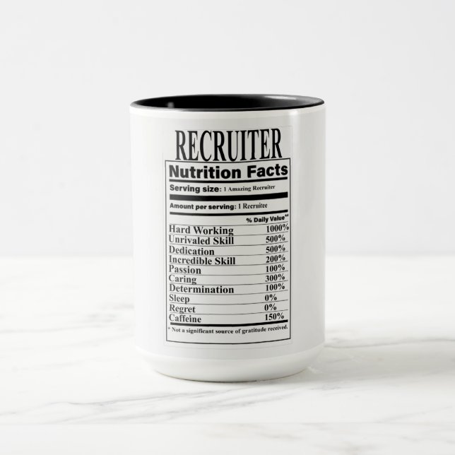 Recruiter Nutrition Facts Mug (Center)
