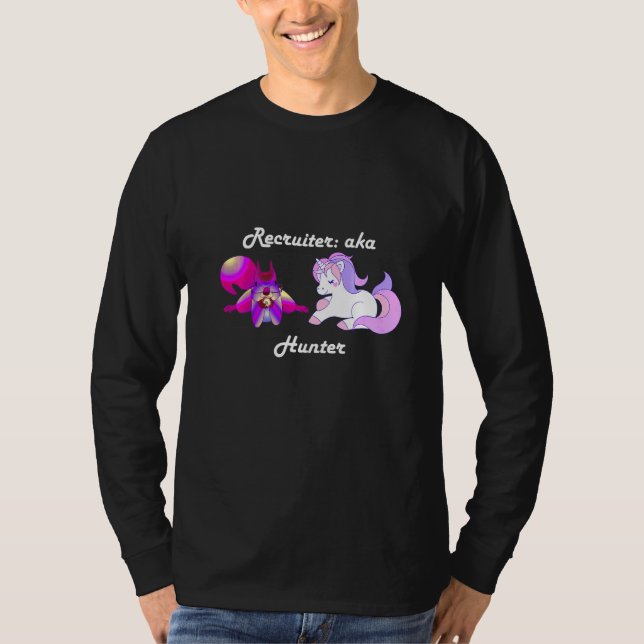 Recruiter Purple Squirrel Unicorn Hunter T-Shirt (Front)