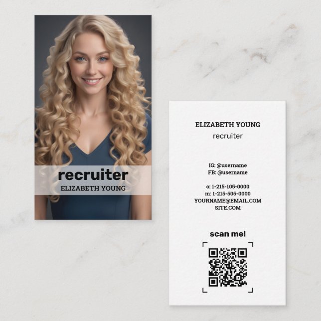 Recruitment Custom Photo and QR Business Card (Front/Back)
