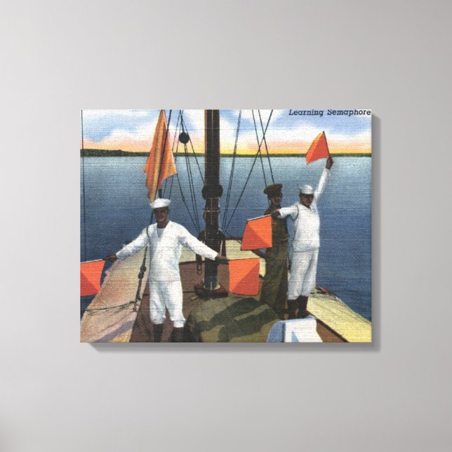 Recruits Learning Semaphore Signalling - US Navy Canvas Print (Front)