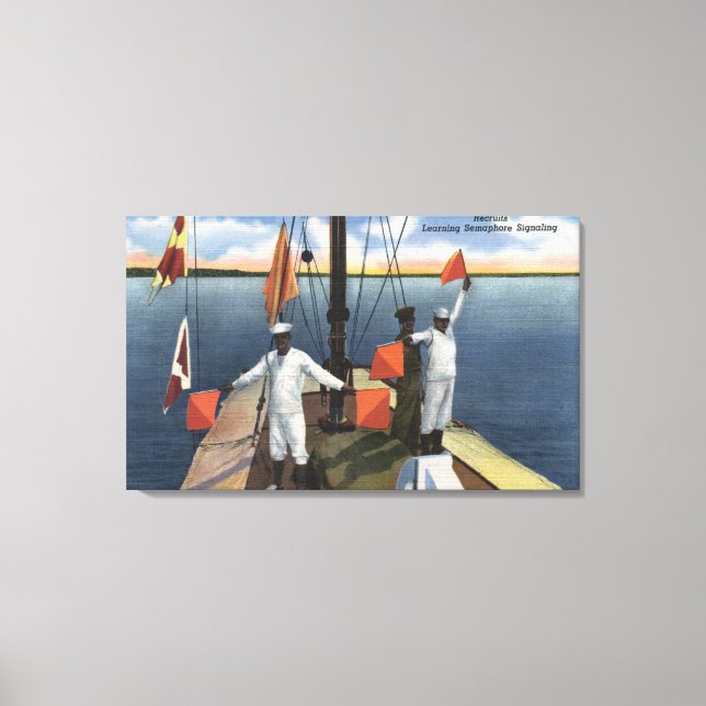 Recruits Learning Semaphore Signalling - US Navy Canvas Print (Front)
