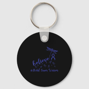 Rectal Cancer Warrior Dragonfly Believe Hope Key Ring