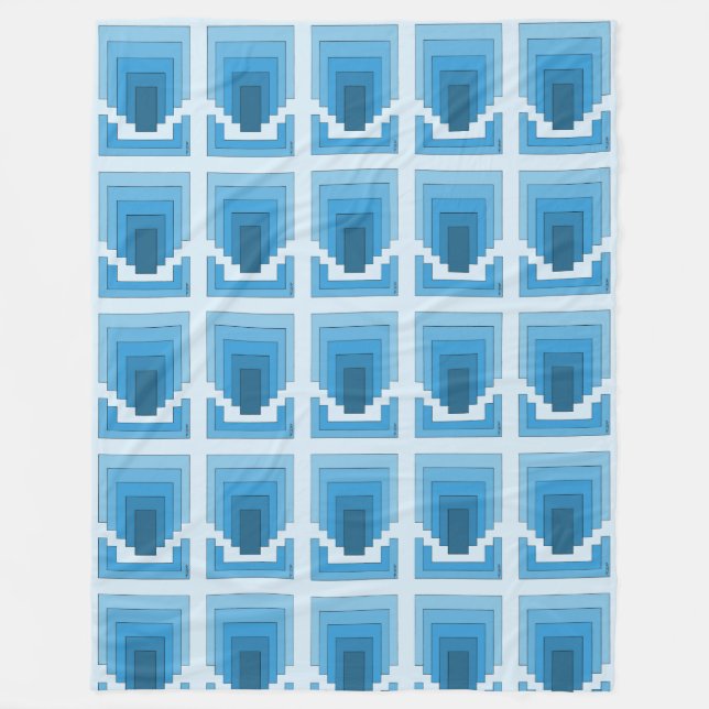 Rectangle Abstract in Blue  Fleece Blanket (Front)