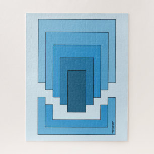 Rectangle Abstract in Blue  Jigsaw Puzzle