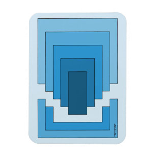 Rectangle Abstract in Blue  Magnet