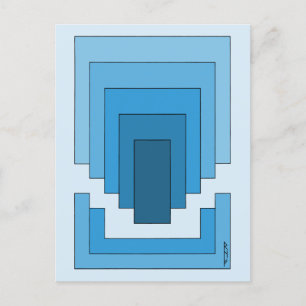 Rectangle Abstract in Blue  Postcard