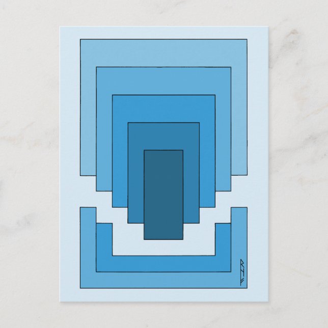 Rectangle Abstract in Blue  Postcard (Front)