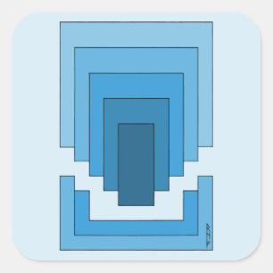 Rectangle Abstract in Blue Square Sticker