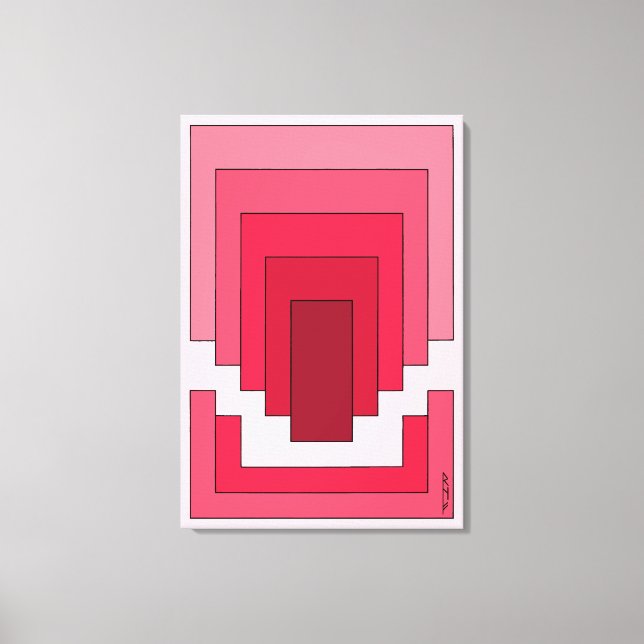 Rectangle Abstract in Red Canvas Print (Front)