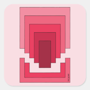 Rectangle Abstract in Red Square Sticker