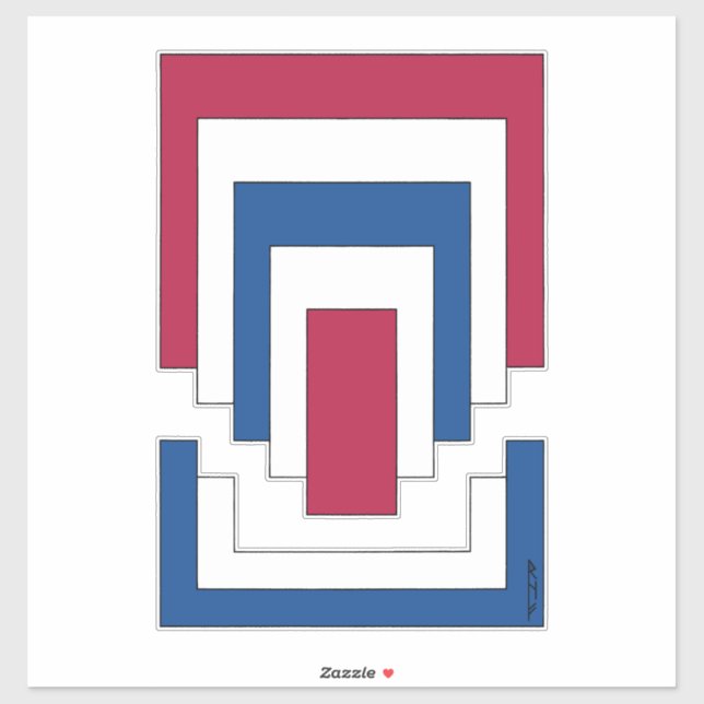  Rectangle Abstract in Red, White, and Blue  (Sheet)
