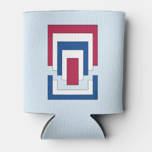 Rectangle Abstract in Red, White, and Blue Can Cooler