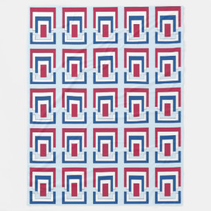 Rectangle Abstract in Red, White, and Blue Fleece Blanket