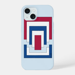 Rectangle Abstract in Red, White, and Blue iPhone 15 Case
