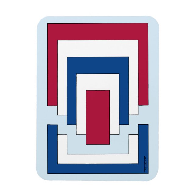 Rectangle Abstract in Red, White, and Blue  Magnet (Vertical)