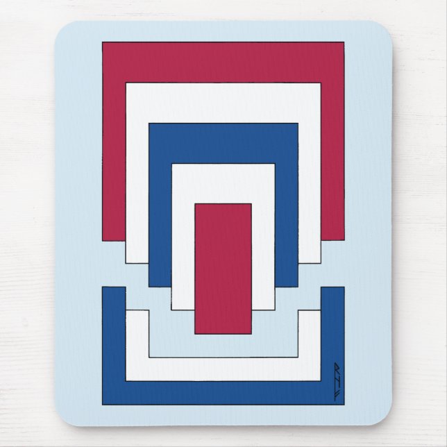 Rectangle Abstract in Red, White, and Blue  Mouse Pad (Front)