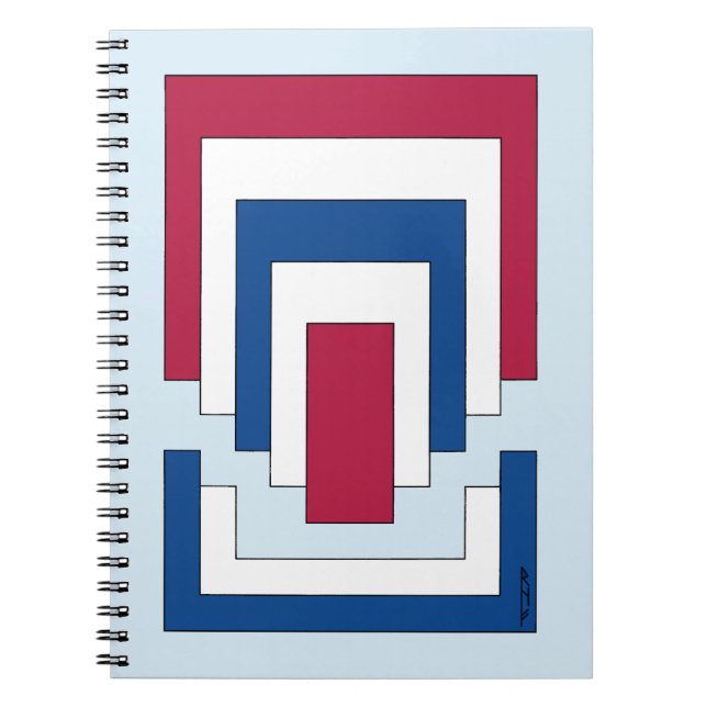 Rectangle Abstract in Red, White, and Blue  Notebook (Front)