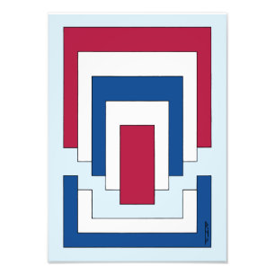 Rectangle Abstract in Red, White, and Blue  Photo Print