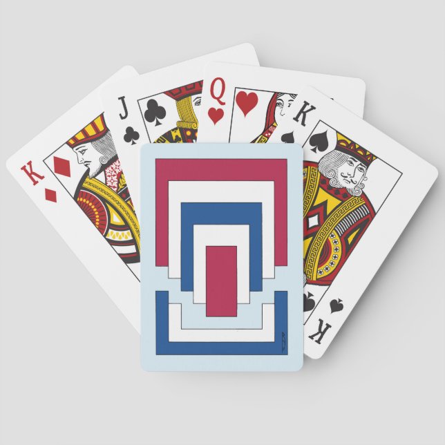 Rectangle Abstract in Red, White, and Blue  Playing Cards (Back)