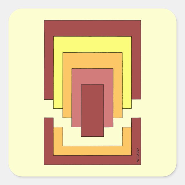 Rectangle Abstract Multicolor (70s Style) Square Sticker (Front)