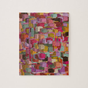 Rectangle Block And Stripe Design In Multicolore Jigsaw Puzzle