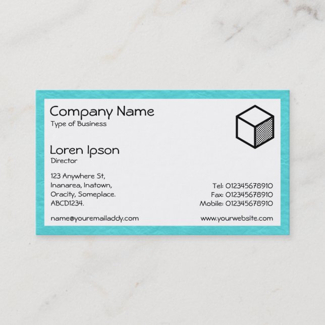 Rectangle - Creased Paper Cyan Business Card (Front)