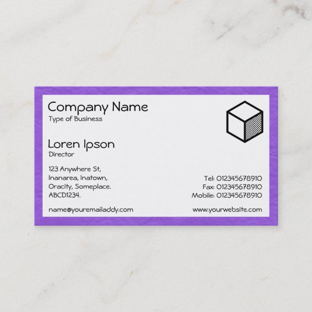 Rectangle - Creased Paper Violet Business Card (Front)