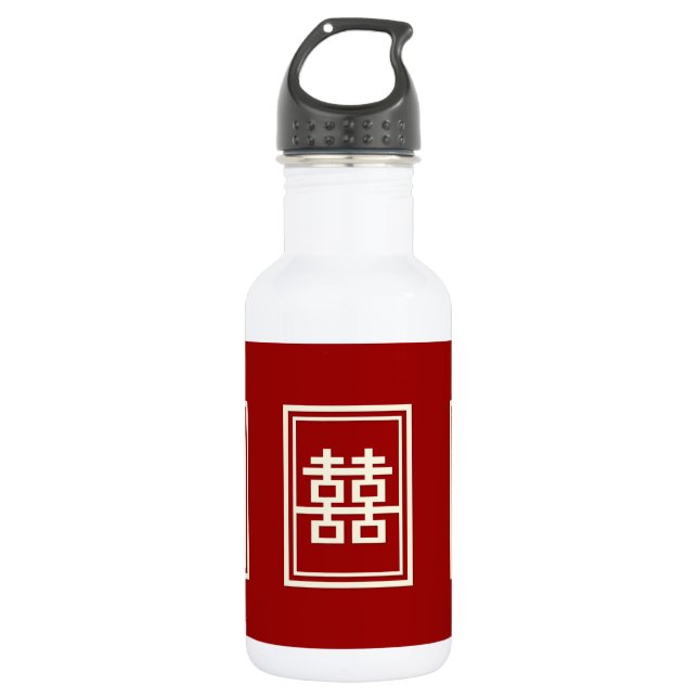 Rectangle Double Happiness Classic Chinese Wedding 532 Ml Water Bottle (Front)