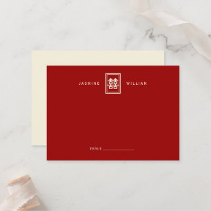 Rectangle Double Happiness Classic Chinese Wedding Place Card