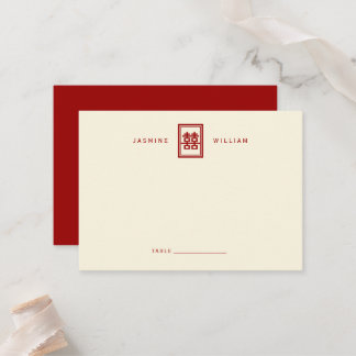 Rectangle Double Happiness Classic Chinese Wedding Place Card