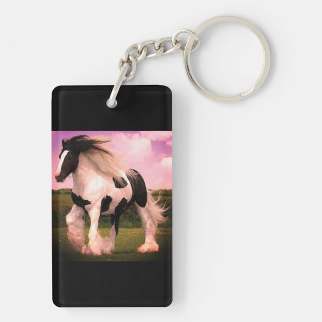 Rectangle (double-sided) Horse Keychain (Back)