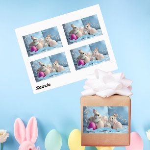 Rectangle Easter Stickers Rabbits & Easter Eggs