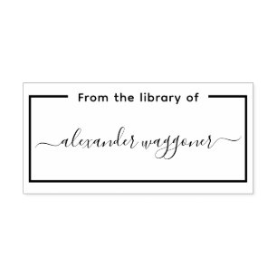 Rectangle Frame “From the library of” Calligraphy Self-inking Stamp