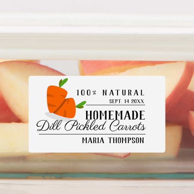 Rectangle Modern Canning Label Pickled Carrot  (Affixed)