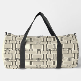 Rectangle Pattern Neutral Beige Duffle Bag
