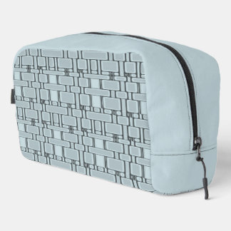 Rectangle Pattern Neutral Light Blue Dopp Kit