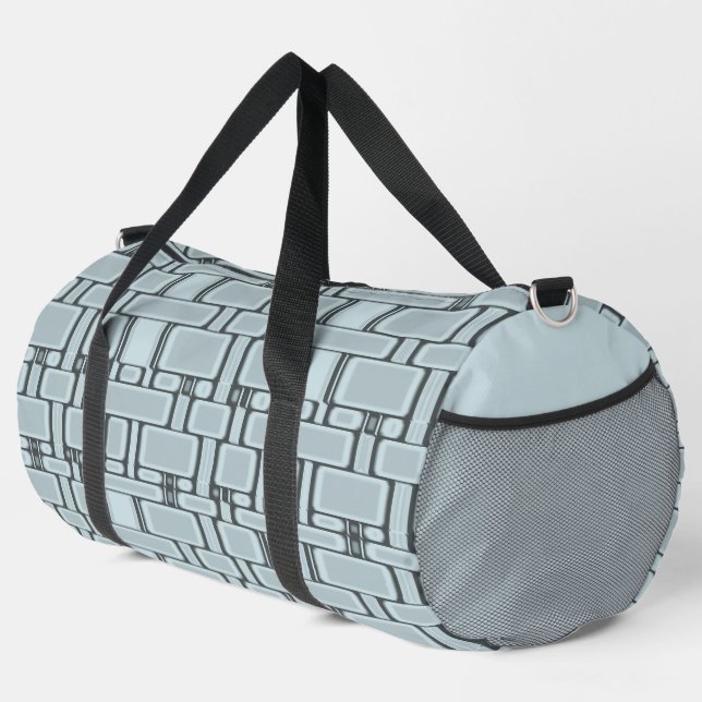 Rectangle Pattern Neutral Light Blue Duffle Bag (Right Corner)