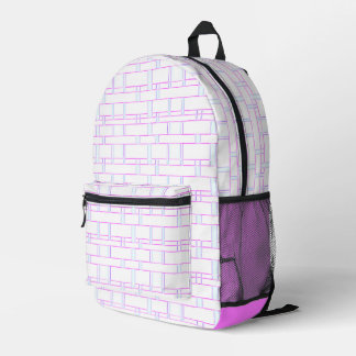 Rectangle Pattern White 4 Printed Backpack