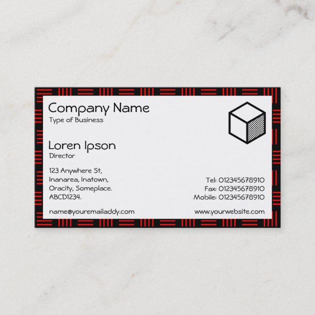 Rectangle - Red and Black Lines Business Card (Front)