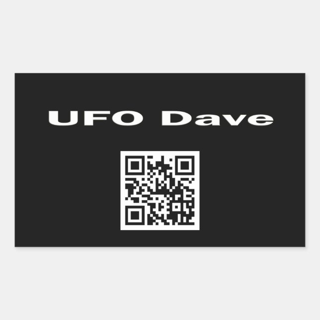 Rectangle Sticker w/ UFO Dave Logo and QR Code (Front)