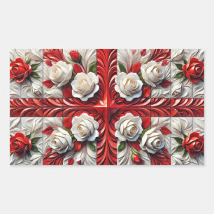 Rectangle sticker with English Roses Design