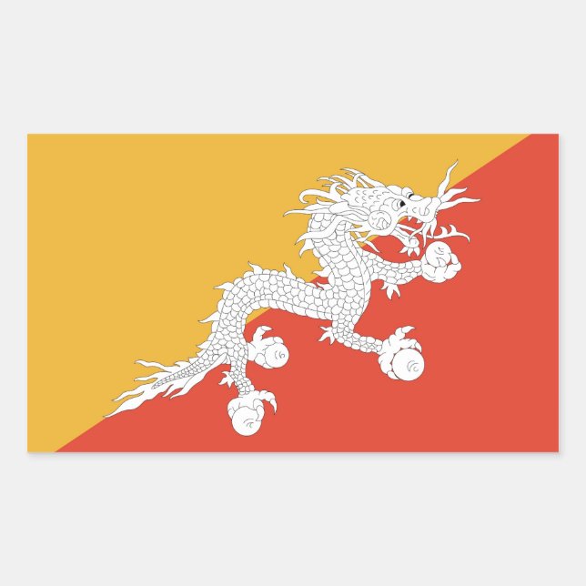 Rectangle sticker with Flag of Bhutan (Front)