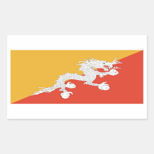 Rectangle sticker with Flag of Bhutan