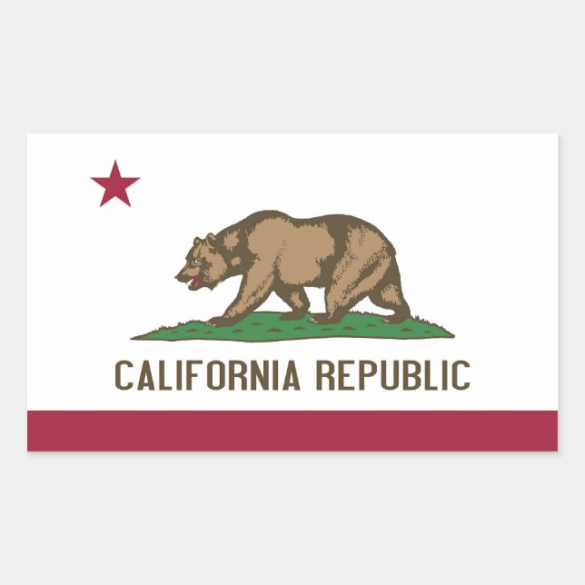 Rectangle sticker with Flag of California, U.S.A. (Front)