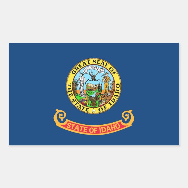 Rectangle sticker with Flag of Idaho, U.S.A. (Front)