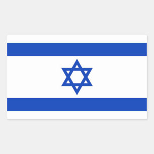 Rectangle sticker with Flag of Israel