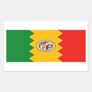Rectangle sticker with Flag of Los Angeles